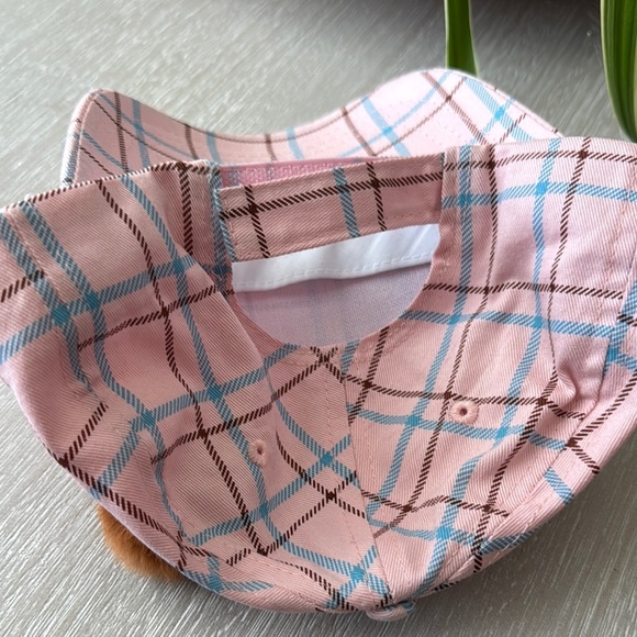 Wonder Nation Pink Plaid Hat with Brown Pom Poms - Picture 3 of 3